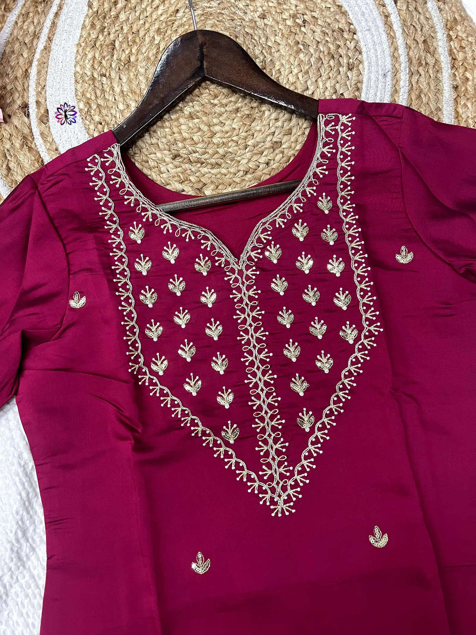 KF 3294 Kalaai Roman Silk Embroidered Kurti With Bottom Dupatta Exporters In India